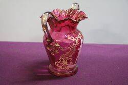 Antique Ruby Glass Mary Gregory Two Handle Vase 