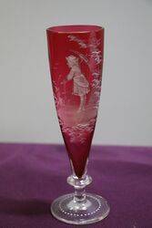 Antique Ruby Glass Mary Gregory Vase  