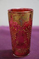 Antique Ruby Glass Pair Of Moser Tumblers  