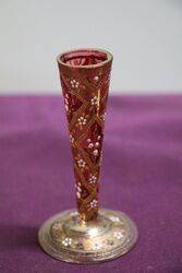Antique Ruby Glass Pair Of Small Glass Vases 