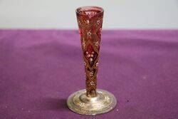 Antique Ruby Glass Pair Of Small Glass Vases 