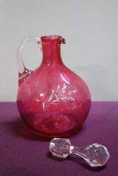 Antique Ruby Mary Gregory Wine Jug 