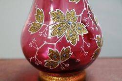 Antique Ruby and Gold Moser Glass Vase  