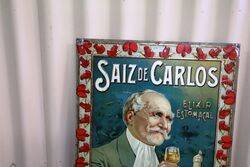 Antique Saiz de Carlos Pressed Pictorial Tin Sign 