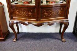 Antique Serpentine Front Walnut Display Cabinet  