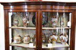 Antique Serpentine Front Walnut Display Cabinet  