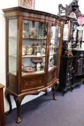 Antique Serpentine Front Walnut Display Cabinet  