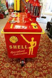 Antique Shell Triple Pump Portable Oil Dispensing Cart 