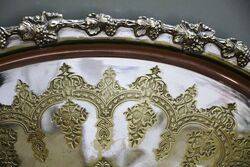 Antique Silver Plated on Brass Oval Serving Tray 