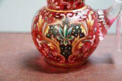 Antique Small Moser Ruby Glass Jug 