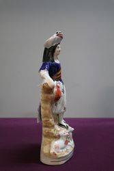 Antique Staffordshire Figure Of a Shepherdess  