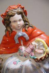 Antique Staffordshire Figure Red Riding Hood  
