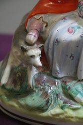 Antique Staffordshire Figure Red Riding Hood  