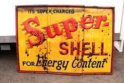 Antique Super Shell 3 Piece Enamel Sign