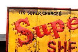 Antique Super Shell 3 Piece Enamel Sign