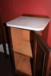 Antique Victorian Marble Top Burr Walnut Bedside Cabinet