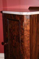 Antique Victorian Marble Top Burr Walnut Bedside Cabinet