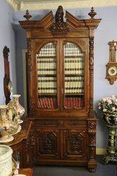 Antique Well Carved French 2 Door Bookcase   