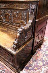 Antique Well Carved Oak Bench with a Lift Up Seat