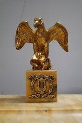 Antique Yellow Gold Marble Desk Set Mounted With a Gilt Eagle 