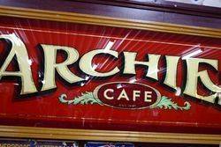 Archies Cafe Large Framed Glass Advertising Sign