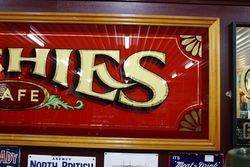 Archies Cafe Large Framed Glass Advertising Sign