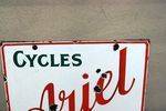 Ariel Cycles and Motors Double Sided Enamel Sign Arriving Nov