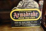 Armadrake Motor Cycle Coats Hard Board Sign Arriving Nov