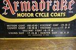 Armadrake Motor Cycle Coats Hard Board Sign Arriving Nov