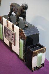 Art Deco 3 Piece Marble and Onyx Clock + Spelter Panther