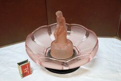Art Deco 3 Piece frosted pink glass  Centrepiece Bowl set