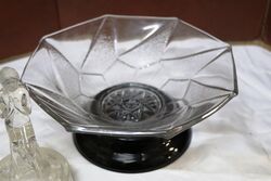 Art Deco 3 pc Clear Glass Stump Lady Float Bowl on Stand 