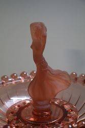 Art Deco 4 Pieces Pink Glass Float Bowl  Mascot Lady 
