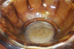 Art Deco Amber Glass Bowl + Stand 