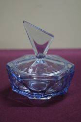 Art Deco Blue Glass 5 Pieces Trinket Set C1930 