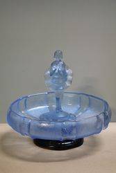 Art Deco Blue Glass Ballerina 3 Pieces Float Bowl  
