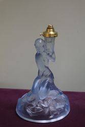 Art Deco Blue Glass Figure Lamp Base 