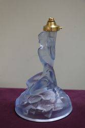 Art Deco Blue Glass Figure Lamp Base 