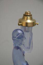 Art Deco Blue Glass Figure Lamp Base 