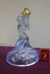 Art Deco Blue Glass Figure Lamp Base 