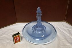 Art Deco Blue Glass September Morn 3 pc Float Bowl 