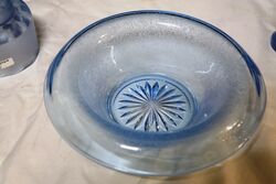 Art Deco Blue Glass September Morn 3 pc Float Bowl 