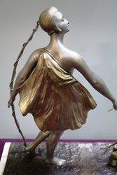 Art Deco Bronze Group of Diana the Huntress 