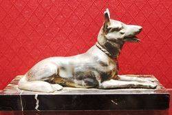 Art Deco Bronze and Marble Figure of a German Shepherd Dog