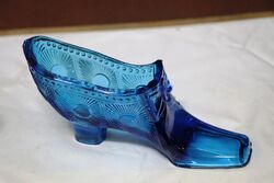 Art Deco Fenton Blue Glass Cinderella Slipper 