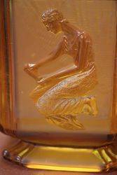 Art Deco Frosted Amber Glass Biscuit Barrel  