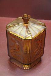 Art Deco Frosted Amber Glass Biscuit Barrel  