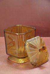 Art Deco Frosted Amber Glass Biscuit Barrel  