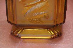 Art Deco Frosted Amber Glass Biscuit Barrel  