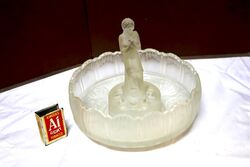 Art Deco Frosted Glass 2 pc Stump Lady Float Bowl 